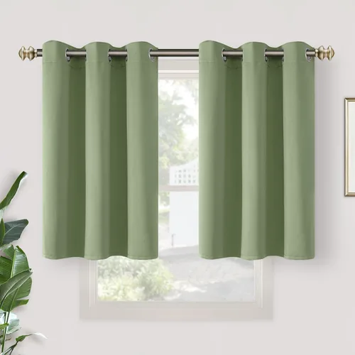 Vista 195 de YoungsTex - Cortinas blackout cortas, aislamiento térmico, ojales, oscurecen la habitación, privacidad, para cámper, sótano, cocina y baño, 2 Gris