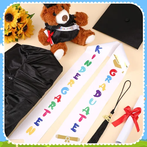 Vista 2 de Sintuff 7 piezas de gorro de graduación de jardín de infantes 2023 accesorios de graduación preescolar estola borla banda encanto oso regalos