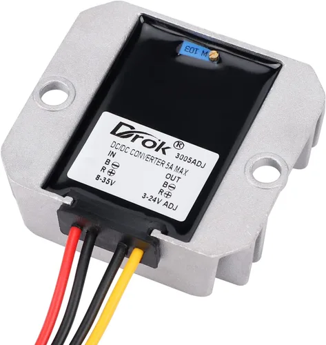 Vista 6 de DROK Regulador de voltaje ajustable, IP68 impermeable DC a DC Buck Convertidor 8-35V a 3-24V 5A, caja protectora de aluminio convertidor reductor 5V