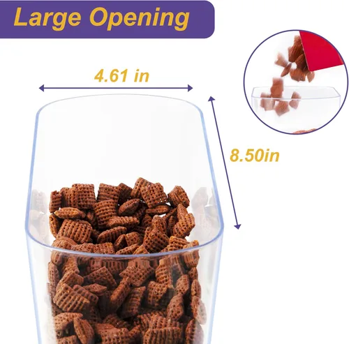 Vista 5 de Dispensador de cereales para encimera, paquete de 2, dispensador de alimentos secos de 3.2 L, contenedores organizadores de aperitivos con tapas