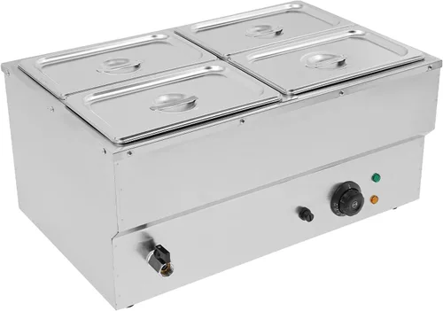 Vista 12 de DYNAMI Calentador de alimentos para bufé comercial de 110 V, mesa de vapor eléctrica grande de acero inoxidable de 3 bandejas con diseño