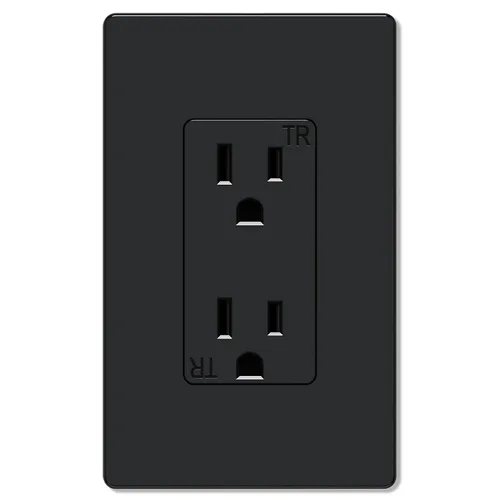 Vista 2 de Salida de receptáculo decorador, placa de pared sin tornillos incluida, salida de pared resistente a manipulaciones de 15 amperios y 125 V, 2 polos