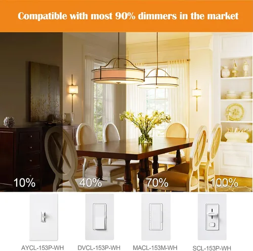 Vista 2 de Paquete de 12 bombillas LED T6 regulables, 4 W (equivalente a 40 W), base E12 Edison, 2200 K, transparente, para candelabro, para luz de lámpara