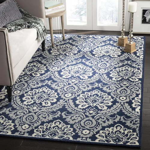 Vista 17 de SAFAVIEH Blossom Collection - Alfombra decorativa, 2 x 3 pies, azul y marfil, lana hecha a mano, ideal para zonas de alto tráfico en entrada, sala