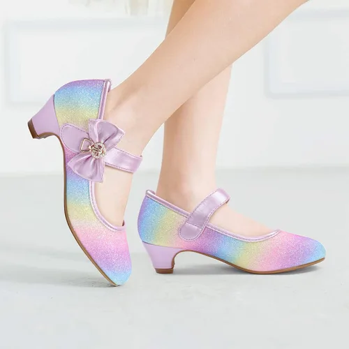 Vista 5 de ADAMUMU Zapatos de tacón bajo para niñas (niños pequeños)