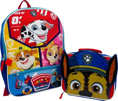 Vista 2 de Fast Forward Mochila desplegable con licencia para niños de 16 pulgadas con lonchera (Paw Patrol-Boy)