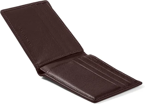 Vista 4 de Leatherology Cartera doble delgada marrón para hombre, RFID disponible