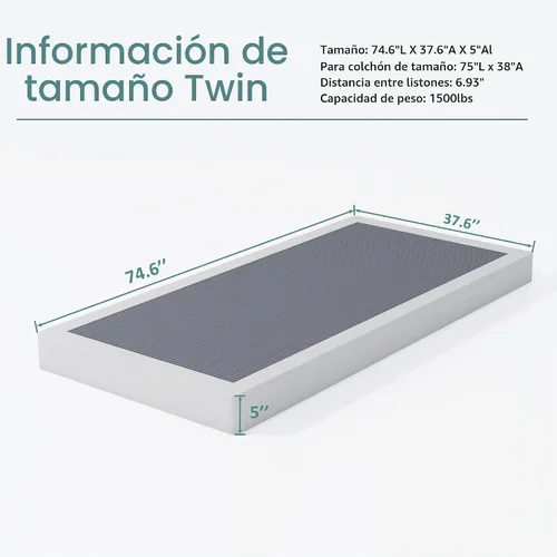 Vista 3 de XINXINYAN Twin Box Spring 5 pulgadas de alta capacidad de carga