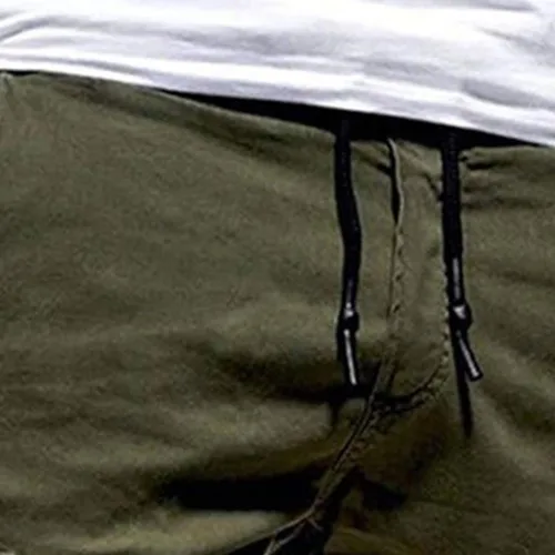 Vista 4 de Maiyifu-GJ Pantalones cortos casuales con cintura elástica para hombre, ajuste relajado, múltiples bolsillos, pantalones cortos cortos ligeros
