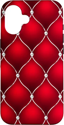 Vista 32 de Red Ombre Quilted Bling Funda para iPhone 17
