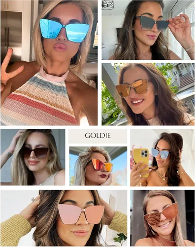 Vista 3 de DIFF Goldie UV400 - Lentes de sol de gran tamaño sin marco para mujer