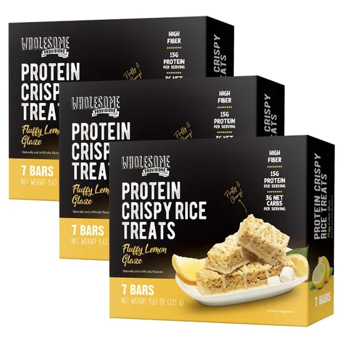 Vista 24 de Barritas de Arroz Crujiente de Proteína, 15g de Proteína, 3g-7g de Carbohidratos Netos, Bajo en Carbohidratos, Esponjoso, Suave, Gomoso, Sin Gluten