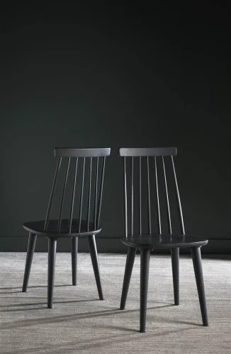 Vista 3 de SAFAVIEH Furniture - Juego de 2 sillas auxiliares Burris - Gris - Madera maciza - Diseño moderno de línea limpia - Ideal para comedor, cocina, sala