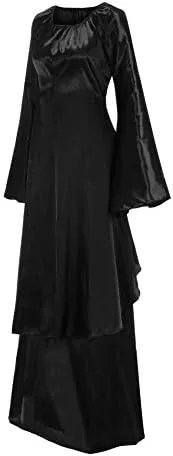 Vista 3 de Vestido gótico victoriano para mujer, vintage, manga acampanada, medieval, renacentista, irlandés, vestido largo para cosplay, vestido retro