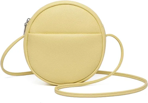 Vista 10 de Bolso circular para mujer, bolso cruzado redondo con cremallera Verde militar/nailon