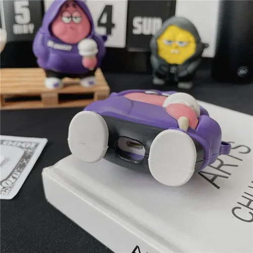 Vista 3 de Funda de silicona ultra gruesa y suave con gancho para llavero para Apple AirPods Pro AirPodsPro 3D de dibujos animados animé gris sudadera