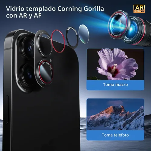 Vista 3 de HelloDeere - Protector de lente de cámara de vidrio templado de alta alúmina 9H para iPhone 17, grado militar, inastillable con fuerte absorción