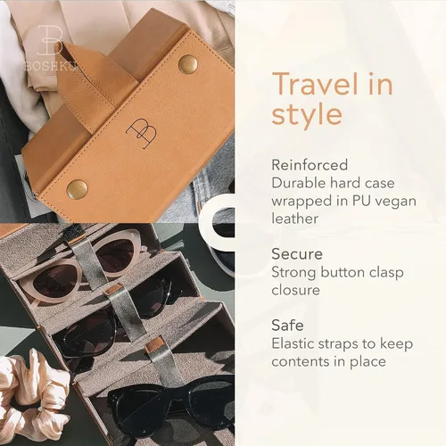 Vista 7 de BOSHKU Sunglasses Organizer Case Men Women EyeGlass Holder Storage Travel Case