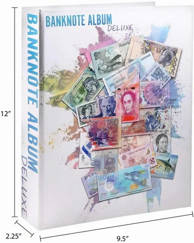 Vista 5 de Banknote World Álbum Deluxe para coleccionar monedas, azul, 300 bolsillos
