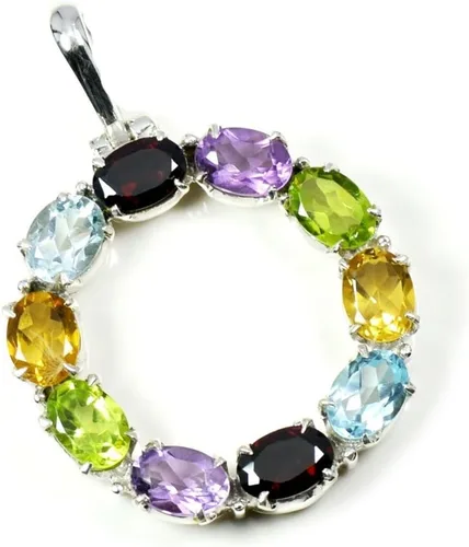 Vista 12 de 55Carat Natural Multi Stones Sterling Silver Multi Shape Gemstone Pendants For Women Designer Jewelry Natural-Multi-Stone-Design-10