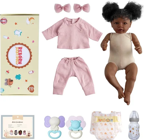 Vista 7 de BABESIDE Muñecas realistas de bebé Reborn de niña negra, cuerpo de vinilo suave de 20 pulgadas, muñecas de bebé recién nacidas hechas a mano
