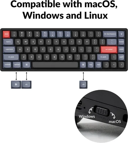 Vista 5 de Keychron K6 Pro QMKLauncher Teclado mecánico inalámbrico programable personalizado Macro intercambiable en caliente Keychron K Pro Interruptor rojo