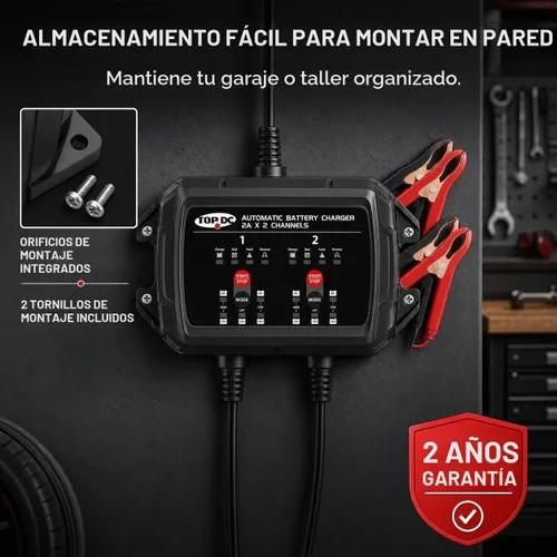 Vista 7 de TOPDC Cargador de batería automático de 2 bancos 4A, 6V/12V, 2A por canal