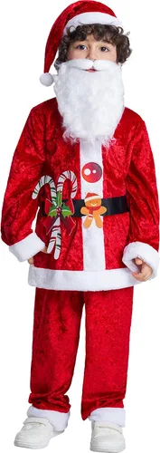 Vista 3 de IKALI Kids Holiday Santa Claus Costume Christmas Dress Holiday Party Dress-up Outfit for Boys Girls Children