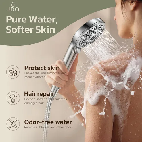 Vista 3 de JDO High Pressure Filtered Shower Head with Handheld, Chrome