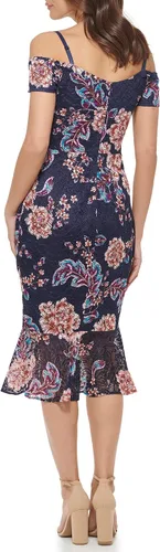 Vista 3 de GUESS Midi con hombros descubiertos para mujer con dobladillo con volantes