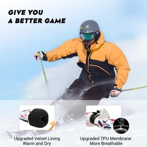 Vista 3 de ATERCEL Ski Gloves Men Women Waterproof, 2022 Updated Touchscreen Snow Gloves, Snowboard Gloves for Cold Weather