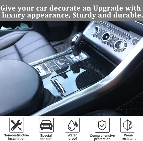 Vista 3 de ABS estilo fibra de carbono plástico consola central panel cubierta marco 3 piezas para Land Rover Range Rover Sport 2014-2017 mano izquierda