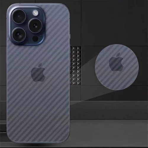 Vista 4 de Epivol Protector de pantalla trasera 3D Fibra de carbono Ultra Thin Protector Film para iPhone 15 Pro -2 PC Transparente