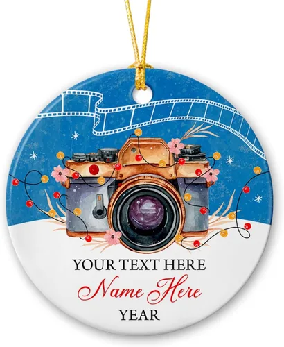 Vista 14 de Adorno de artista personalizado 2025 para árbol de Navidad, adornos de cerámica de dibujo personalizado, regalos de Navidad para pintores