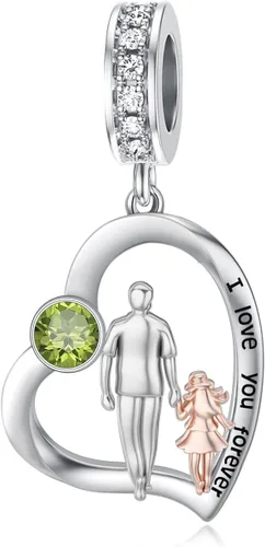 Vista 16 de PROESS Dije para padre, madre e hija, pulsera de plata de ley para pulseras, regalos de cumpleaños, día de San Valentín, para hija, madre, amante
