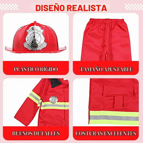 Vista 2 de Disfraz de bombero para niños, jefe de bomberos, cosplay, juguetes de juego de rol