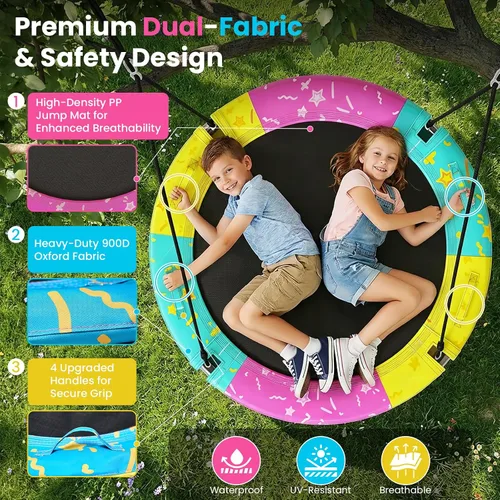 Vista 6 de Columpio de árbol, columpio de platillo de 43 pulgadas/48 pulgadas para niños y adultos, juegos de columpios aprobados por ASTM con capacidad