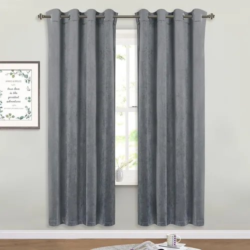 Vista 33 de StangH Cortinas de terciopelo gris de 84 pulgadas para oscurecer la habitación, con aislamiento térmico, cortinas gruesas y pesadas para sala