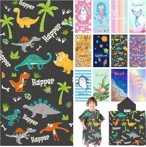 Vista 14 de Toallas de playa personalizadas para niños, toallas de playa personalizadas con nombres, regalos personalizados para niños pequeños, niñas