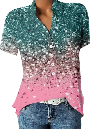 Vista 2 de BDPORKAS Túnicas largas de ciclismo para mujer, manga corta, ajuste relajado, con estampado elástico, cómodo, moderno