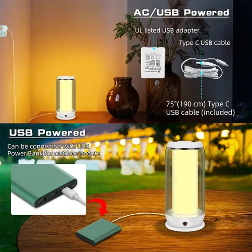 Vista 5 de LUXSWAY Lámpara de mesa con control remoto, regulable al lado de la lámpara para dormitorios, lámpara de escritorio enchufable con ajuste