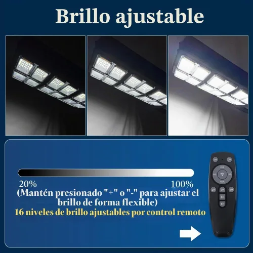 Vista 2 de Farolas solares impermeables para exteriores, 6000 W, del atardecer al amanecer, luz solar de estacionamiento con poste de lámpara, sensor