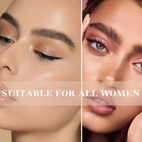 Vista 6 de Paleta de sombras de ojos desnudas de 12 colores, paleta de sombra de ojos natural mate nude brillante altamente pigmentada, juego de paleta