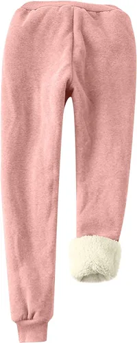 Vista 3 de Womens Fleece Lined Pants Winter Warm Plush Trousers Cute Graphic Sweatpants Casual Drawstring Bottom Lounge Pants