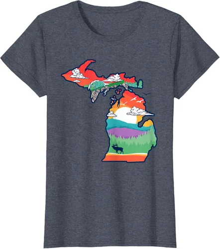 Vista 53 de Michigan Outside - Camiseta con ilustración artística