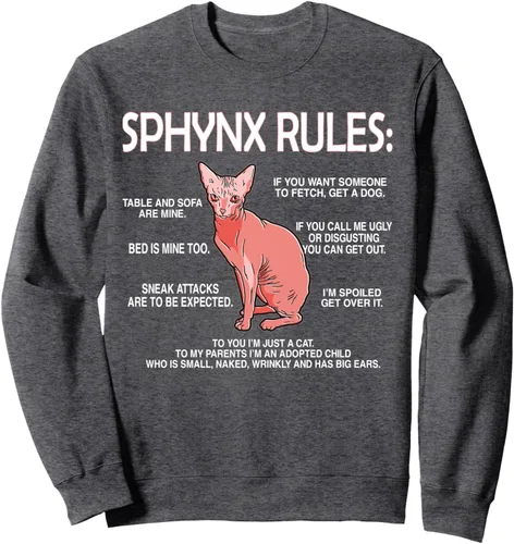 Vista 4 de Funny Sphynx Rules Sphynx - Sudadera para amantes de los gatos sin pelo Negro