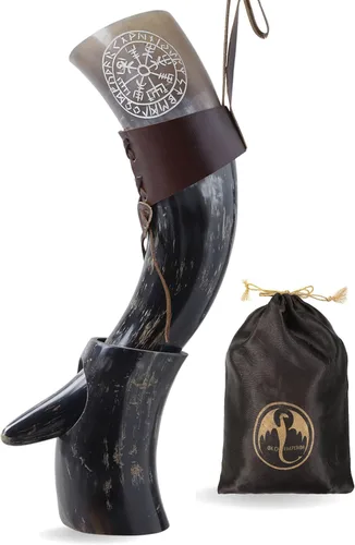 Vista 9 de OLDEMPEROR - Cuerno vikingo de 12 pulgadas con cuerno, taza de cerveza hecha a mano, grado alimenticio, buey genuino único con soporte de hierro