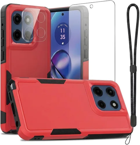 Vista 15 de Jeylly para Moto G Stylus 5G 2021 Funda con [2 Pack] Protector de Pantalla de Vidrio Templado, Protección Grado Militar Anti-Arañazos, Funda A
