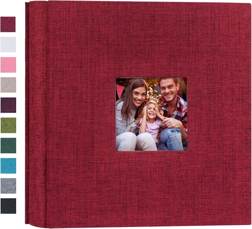 Vista 30 de Mublalbum Álbum de fotos pequeño de 4 x 6 pulgadas, 100 fotos, cubierta de lino, libro de fotos con bolsillos horizontales para boda, aniversario