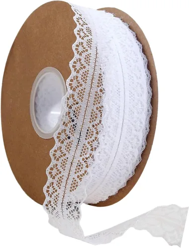 Vista 13 de Cinta de encaje con ribete, tela de encaje con patrón vintage en rollo - Perfecta para envolver regalos, manualidades, diseño de flores, costura